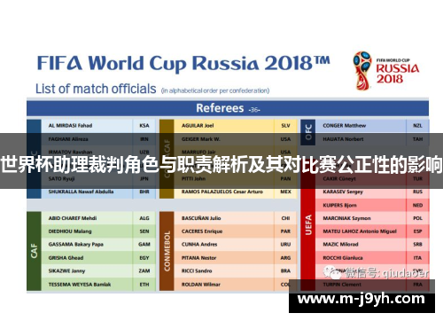 世界杯助理裁判角色与职责解析及其对比赛公正性的影响 世界杯助理裁判角色与职责解析及其对比赛公正性的影响