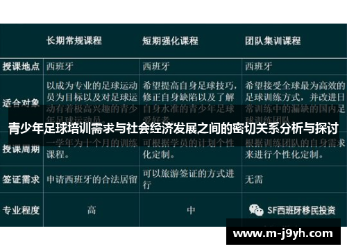 青少年足球培训需求与社会经济发展之间的密切关系分析与探讨 青少年足球培训需求与社会经济发展之间的密切关系分析与探讨
